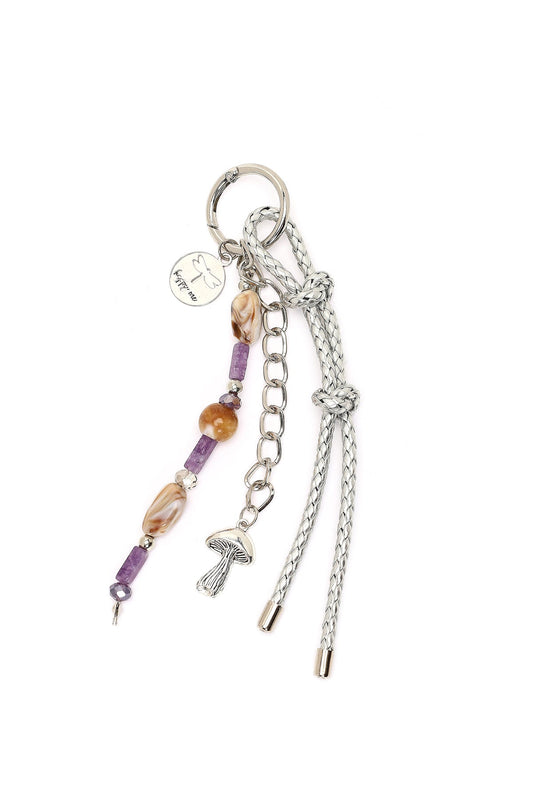 Kadın Mor Zincir Detaylı Boncuklu Metal Charm