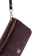 Kadın Bordo Kroko Cüzdan
