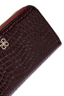 Kadın Bordo Kroko Cüzdan