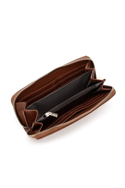 Kadın Kahverengi Baskılı Cüzdan