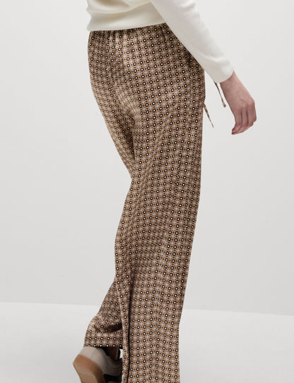 Geometrik Desenli Wide Leg Pantolon