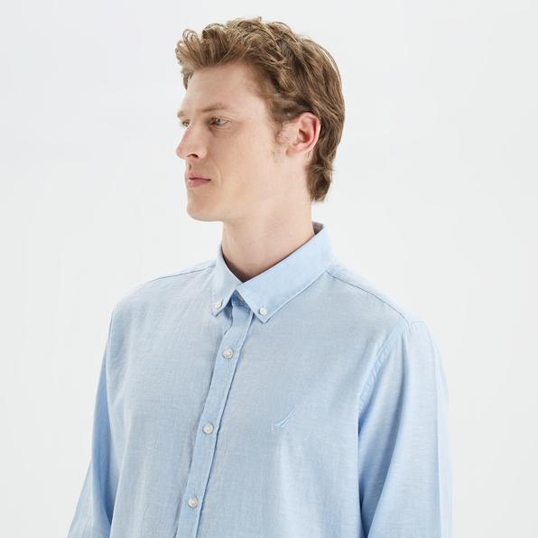 Nautica Erkek Mavi Slim Fit Uzun Kollu Gomlek