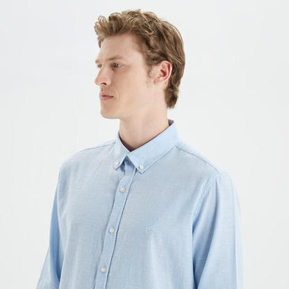 Nautica Erkek Mavi Slim Fit Uzun Kollu Gomlek