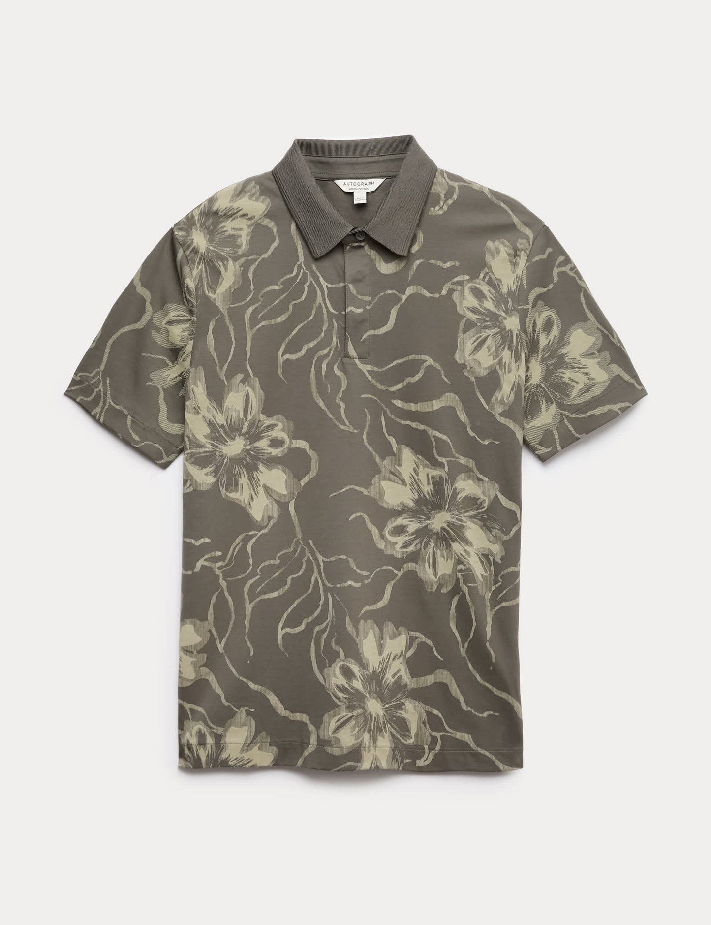 Pamuklu Çiçek Desenli Polo Yaka T-shirt