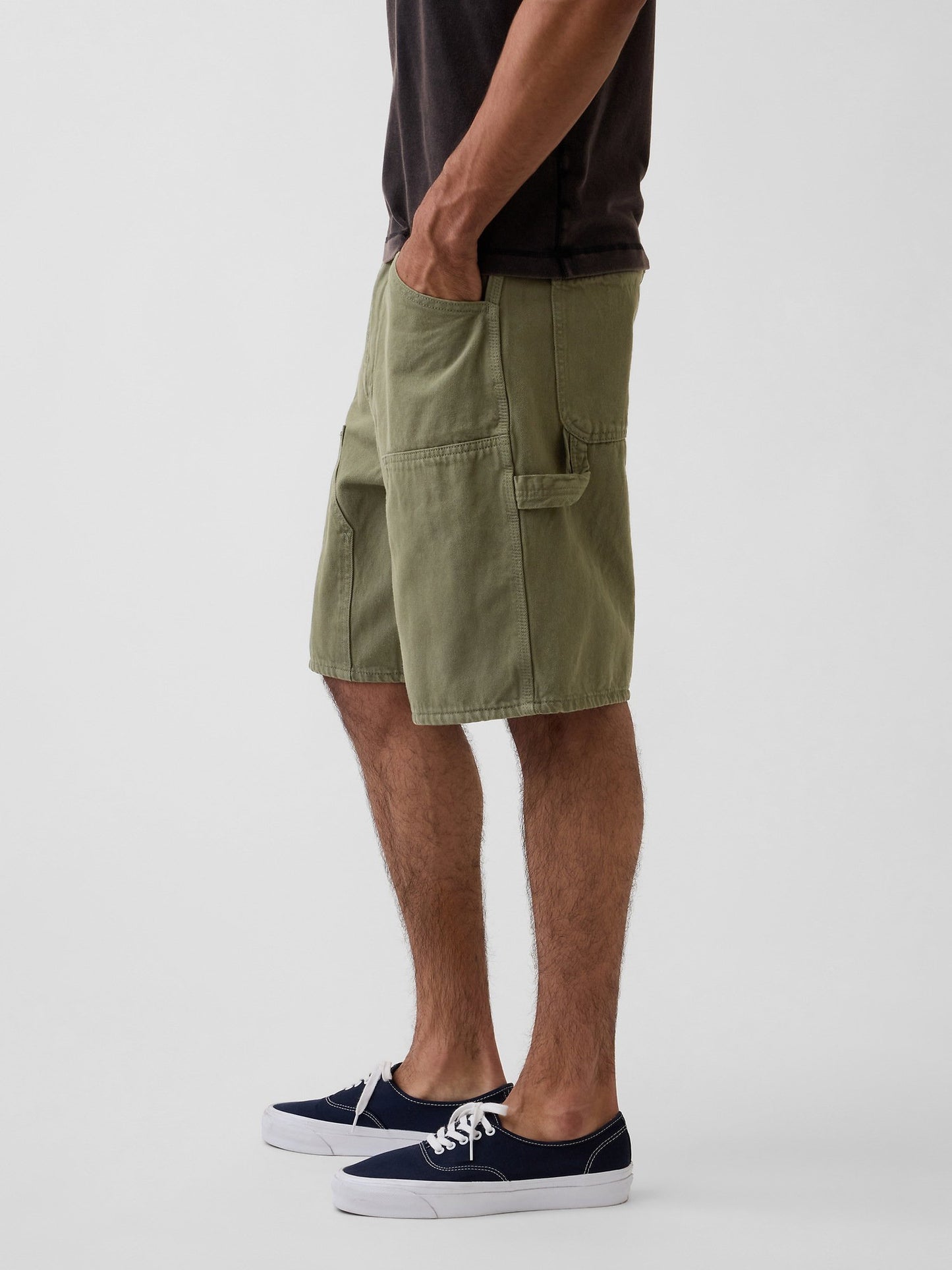 Haki 9 Loose Denim Carpenter Şort