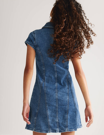 Kısa Kollu Denim Elbise