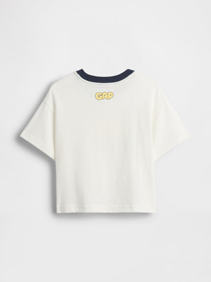 Beyaz Oversized Grafik Baskılı T-shirt