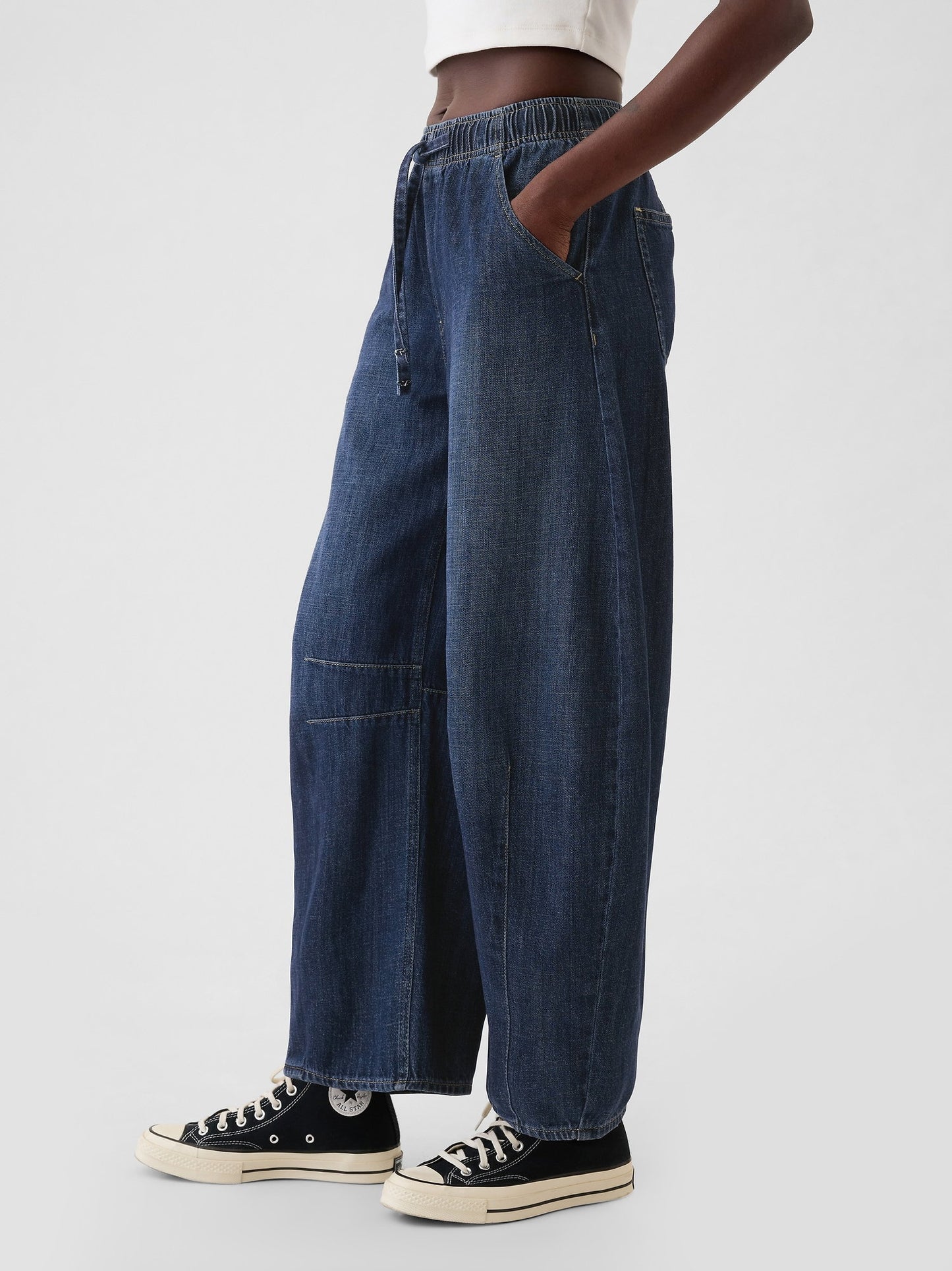 Lacivert Mid Rise Easy Horseshoe Jean Pantolon