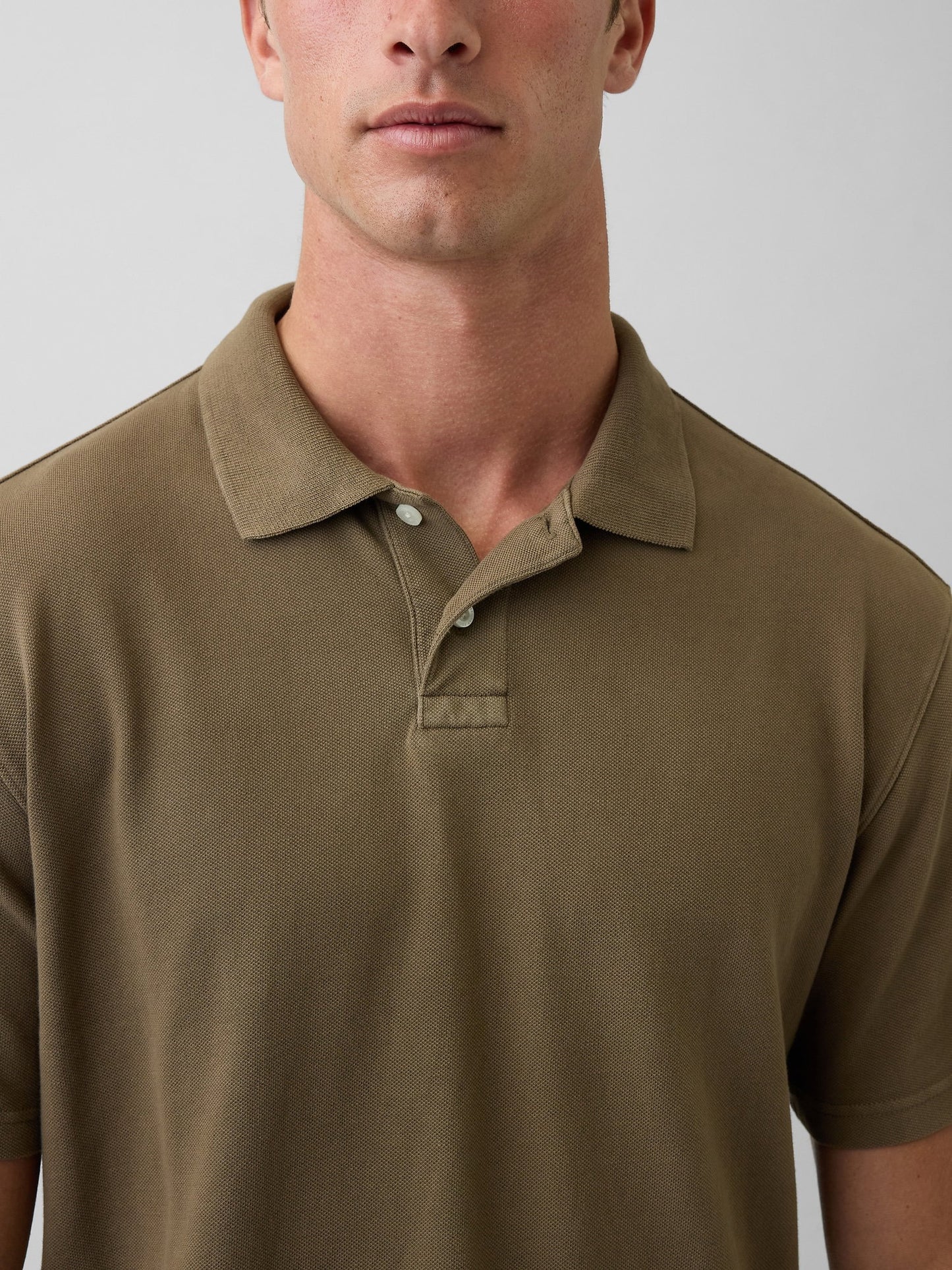 Haki Relaxed Pique Polo T-shirt