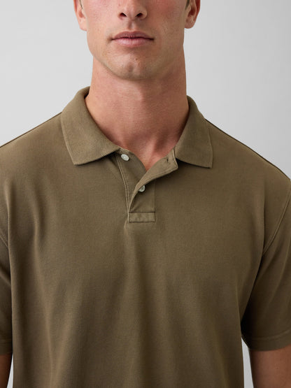 Haki Relaxed Pique Polo T-shirt