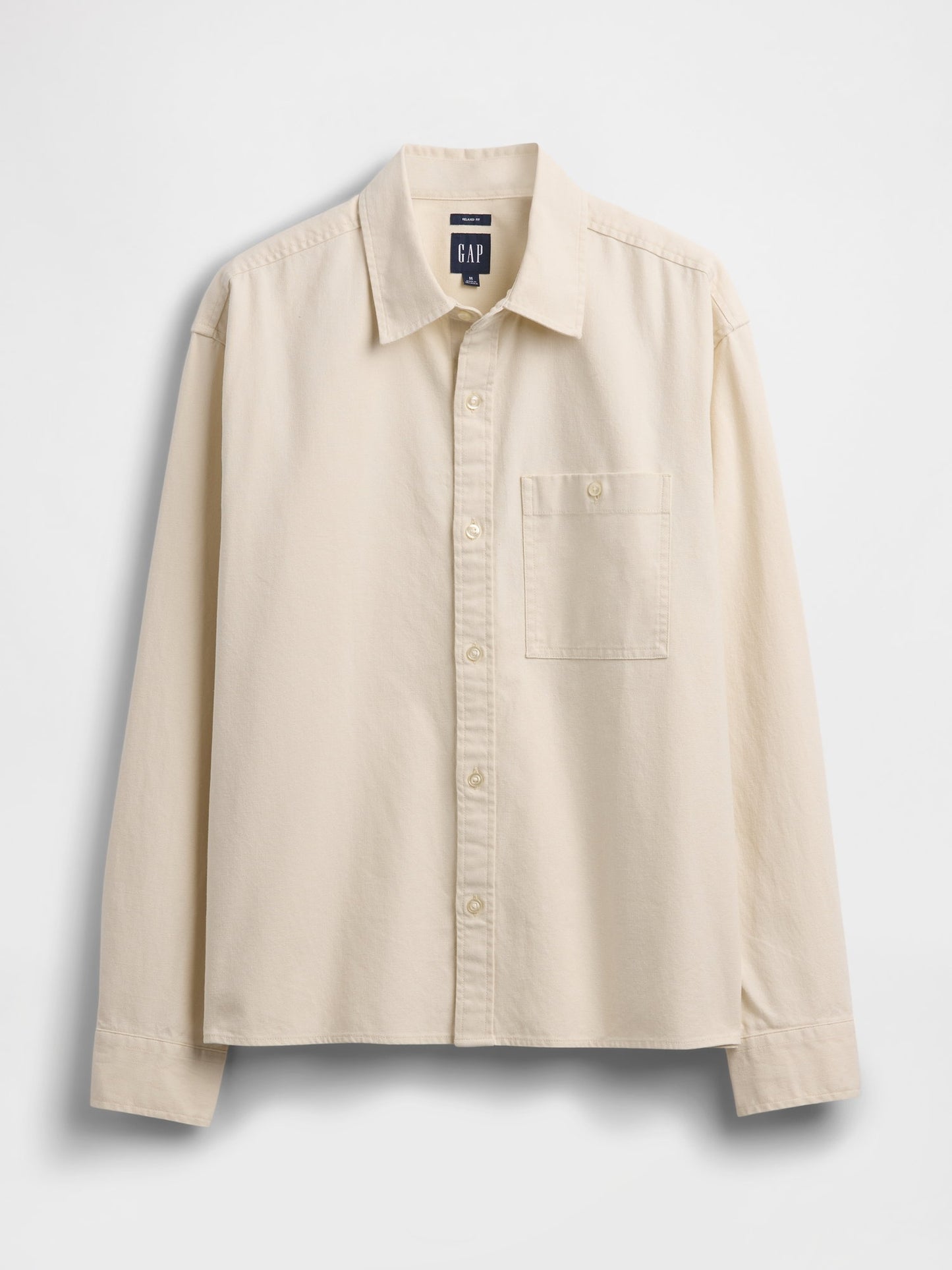 Bej Relaxed Crop Straight-hem Oxford Gömlek