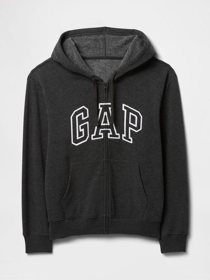 Koyu Gri Gap Logo Relaxed Fleece Fermuarlı Sweatshirt