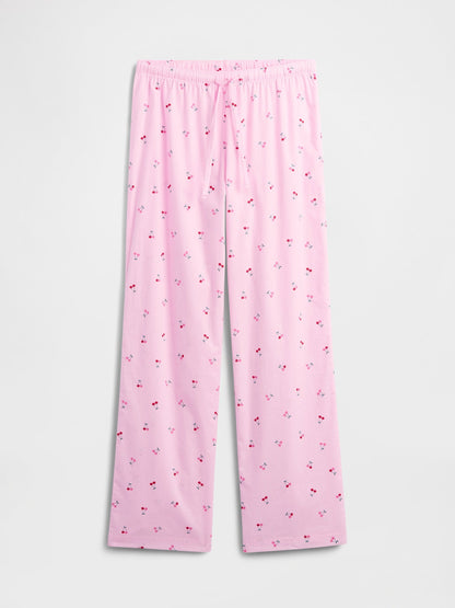 Açık Pembe Baskılı Poplin Pijama Altı