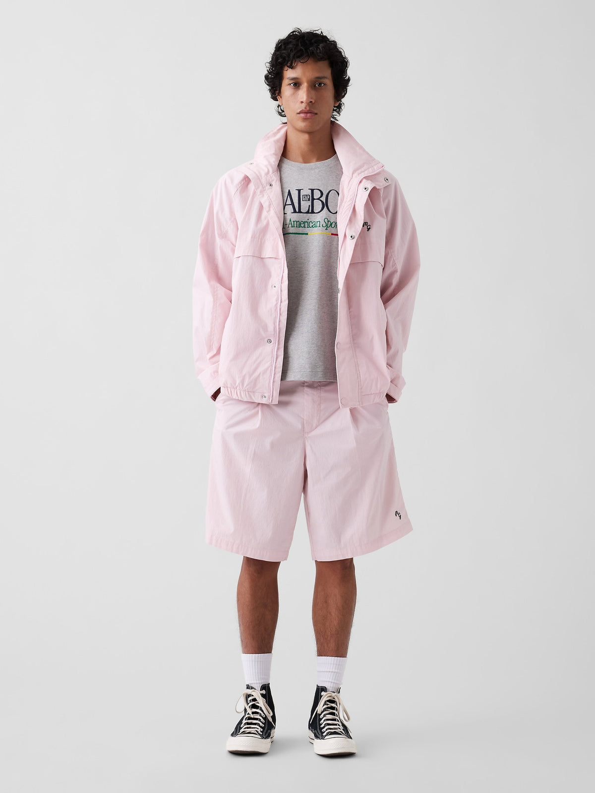 Açık Gri Gap × Malbon Organik Pamuk Logo T-shirt