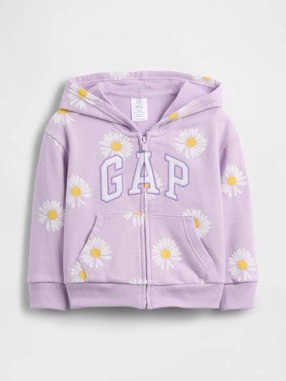 Lila Relaxed Logo Fransız Havlu Kumaş Fermuarlı Sweatshirt
