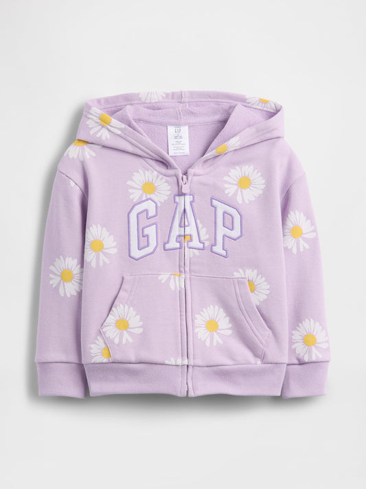 Lila Relaxed Logo Fransız Havlu Kumaş Fermuarlı Sweatshirt