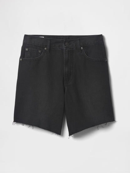 Siyah 8 Mid Rise '90s Loose Denim Bermuda Şort