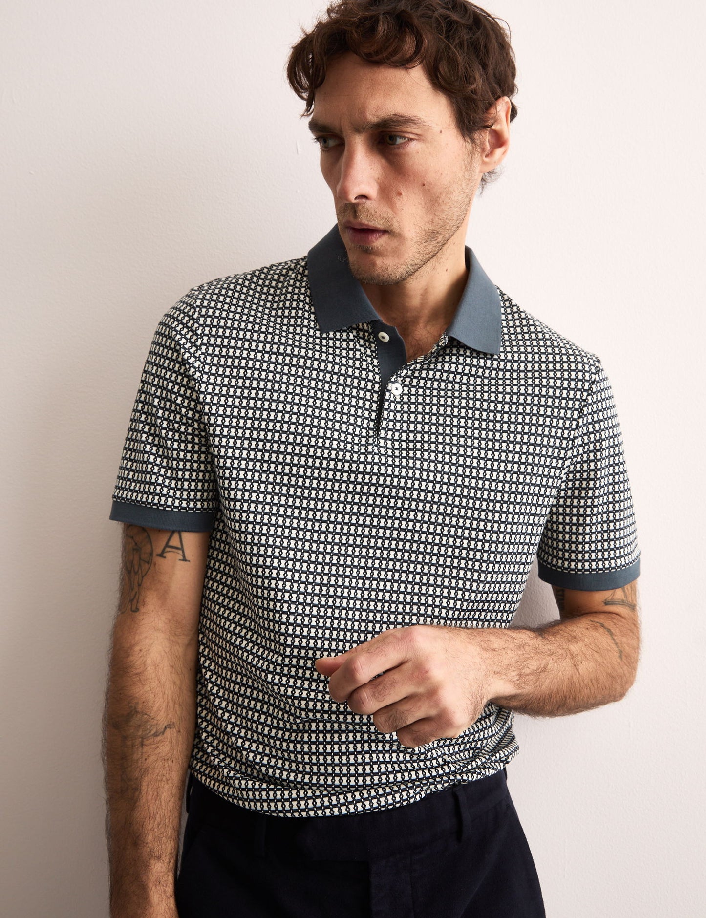 Saf Pamukludesenli Polo T-shirt