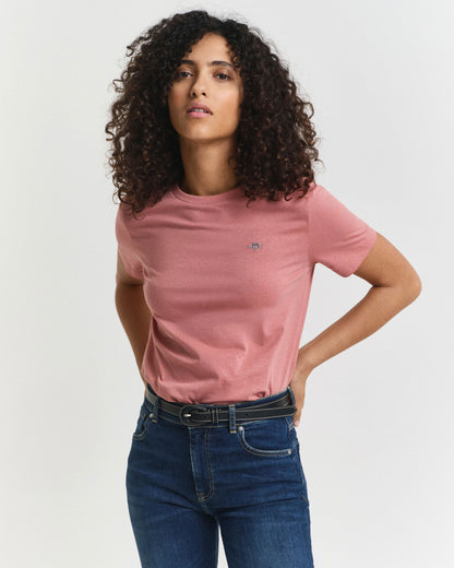 Gant Kadın Pembe Regular Fit Bisiklet Yaka T-shirt