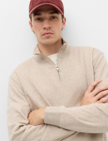 Pamuk Karışımlı Yarım Fermuarlı Sweatshirt