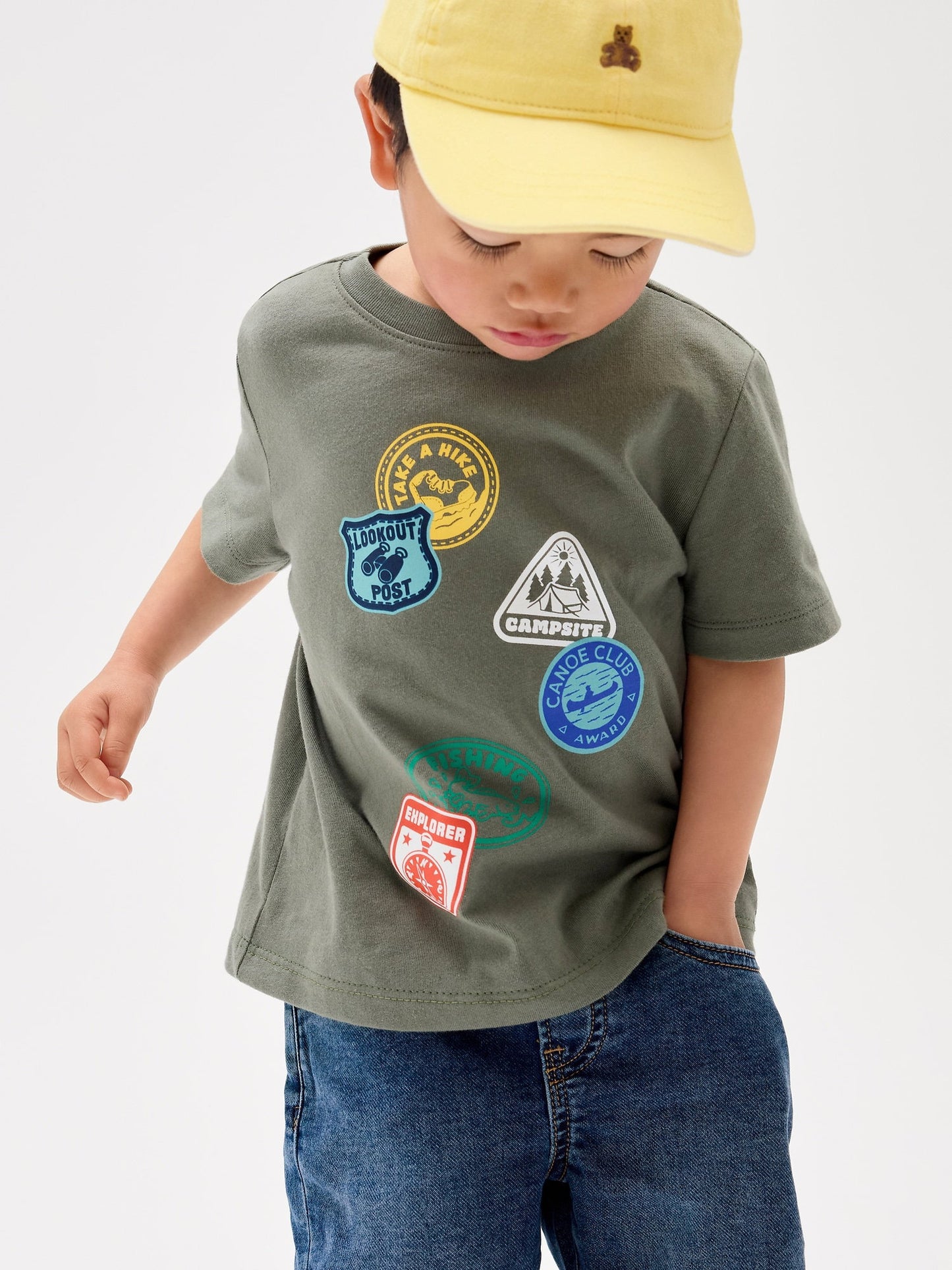 Haki Grafik Baskılı T-shirt