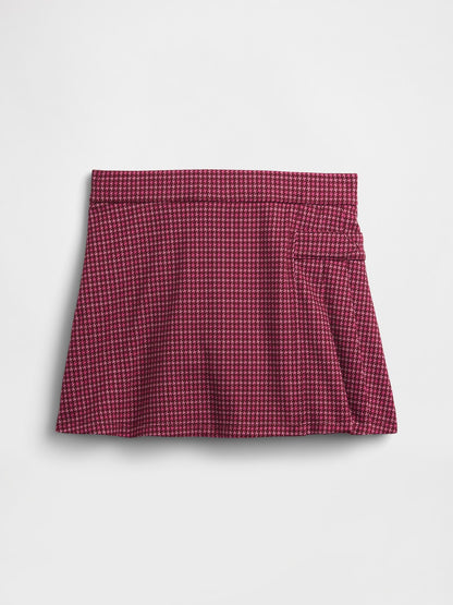 Bordo Pull-on Pileli Şort Etek