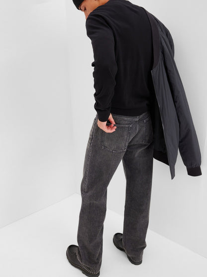 Siyah Organik Pamuk '90s Loose Jean Pantolon