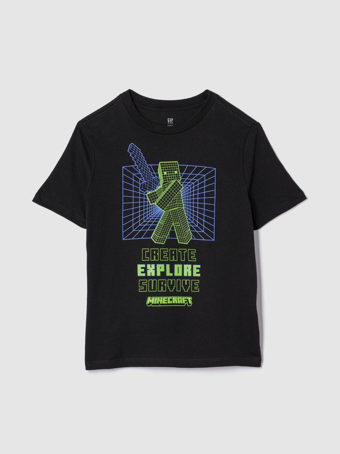 Siyah Minecraft Grafikli T-shirt