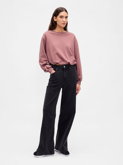 Pembe Heavyweight Fransız Havlu Kumaş Balon Sweatshirt