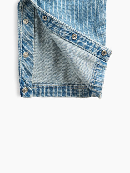 Mavi Denim Çizgili Utility Tulum