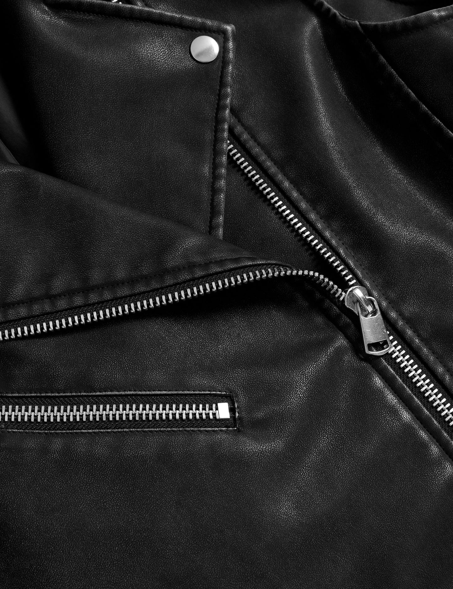 Relaxed Fit Suni Deri Biker Yelek