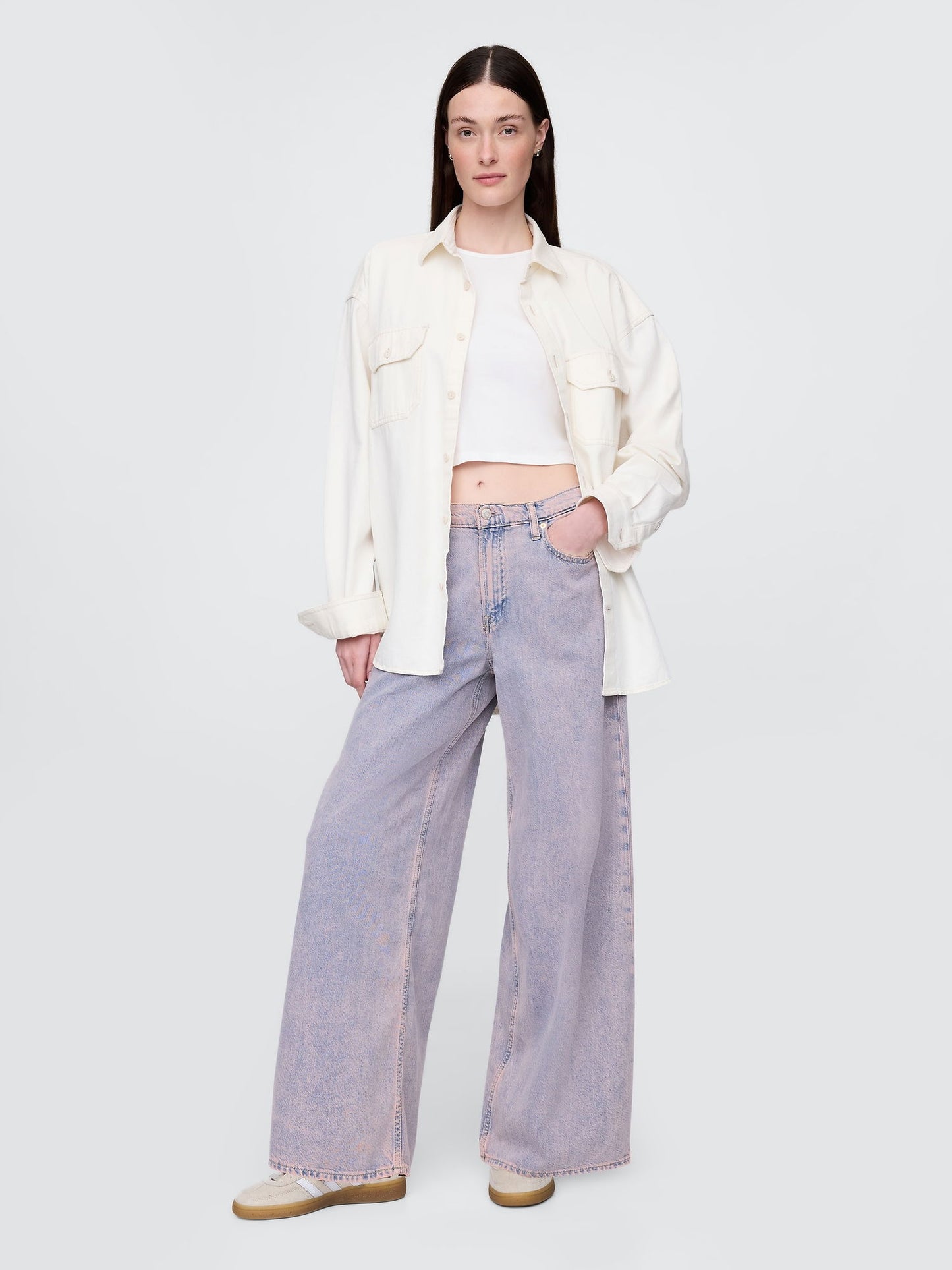 Gri Mid Rise Ultrasoft Baggy Jean Pantolon