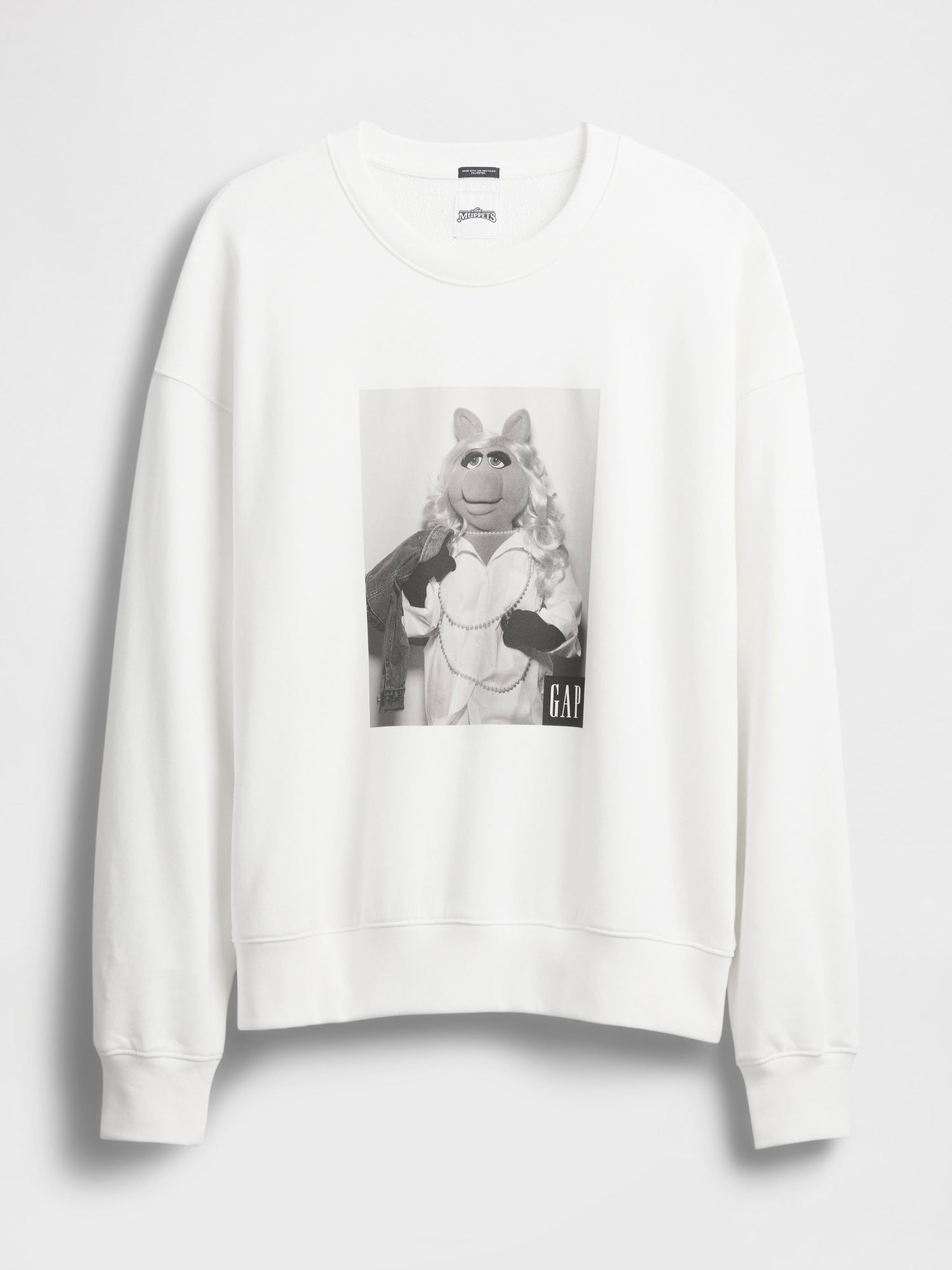 Beyaz Gap × Disney Grafikli Oversized Sweatshirt