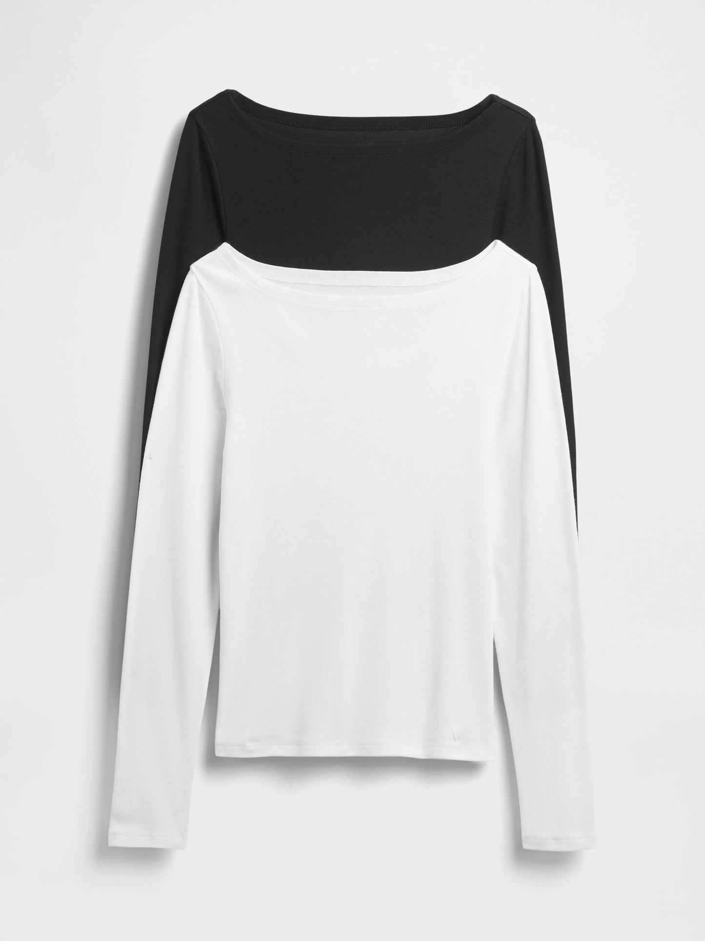 Siyah Modern Ribbed Boatneck T-shirt (2'li)