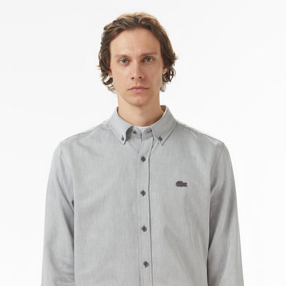 Lacoste Erkek Regular Fit Düğmeli Yaka Gri Gömlek