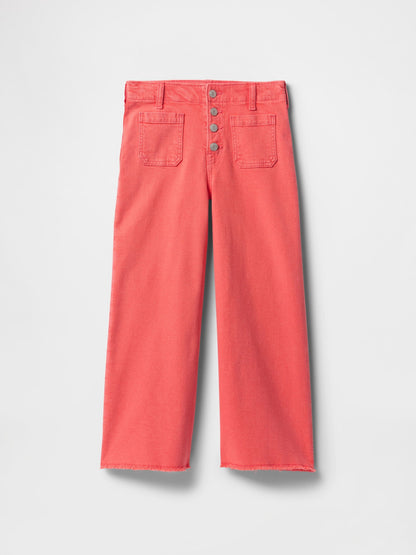 Kırmızı High Rise Stride Wide-leg Jean Pantolon