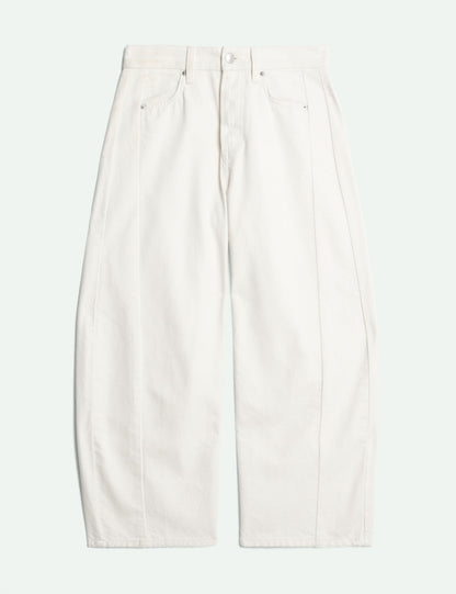 Saf Pamuklu Barrel Leg Jean Pantolon
