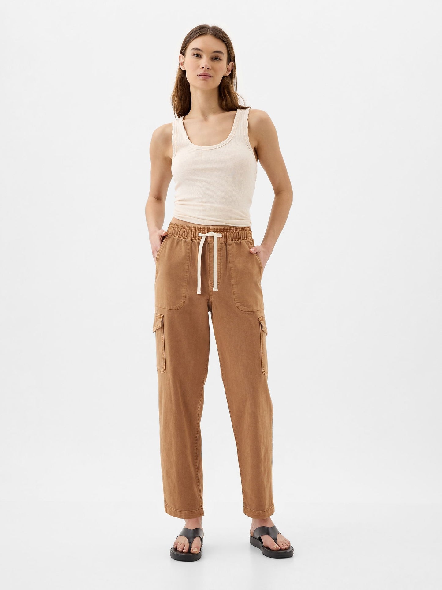 Kahverengi Bağcıklı Ease Kargo Jean Pantolon