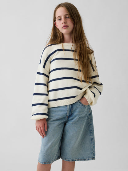 Krem %100 Pamuk Oversized Rollneck Kazak