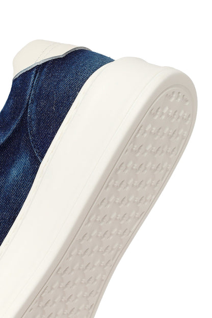 Erkek Lacivert Bağcıklı Kalın Tabanlı Kumaş Sneaker