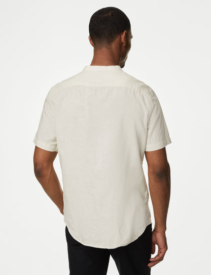 Regular Fit Kısa Kollu Keten Gömlek