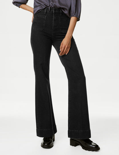 Yüksek Bel Flared Fit Jean Pantolon
