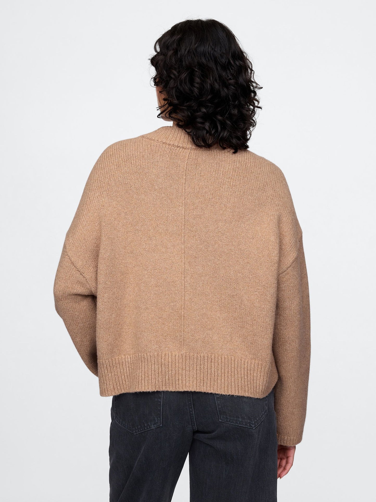 Kahverengi Cashsoft Oversize V Yaka Kazak
