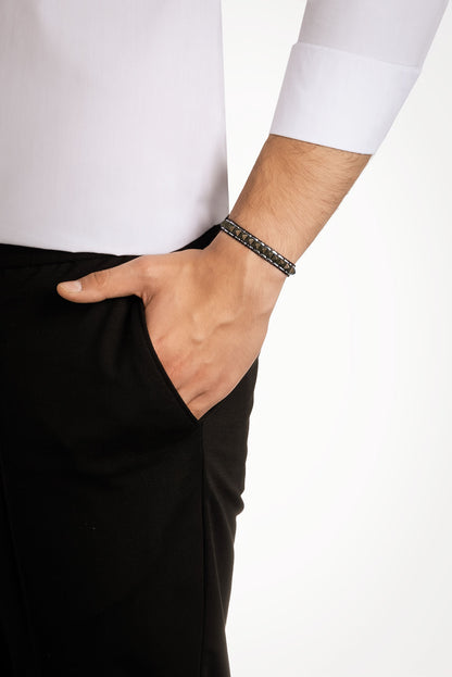 Hematit Taşlı Erkek 21 Cm Çelik Bileklik 02438371199