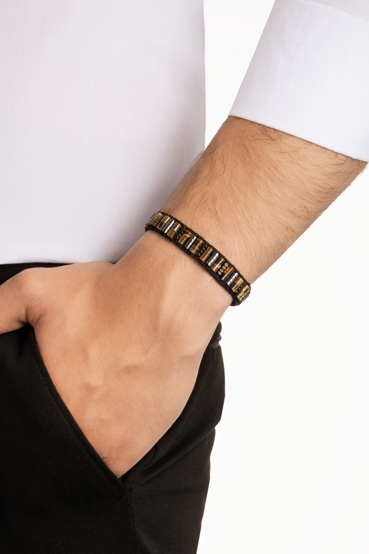 Renkli Ip Detaylı Çelik Ayarlanabilir Erkek Bileklik 02438381199