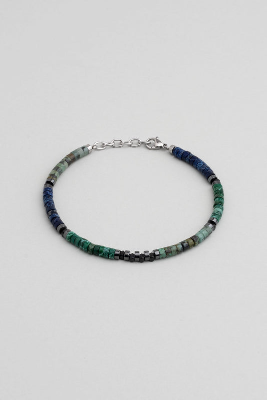 Renkli Doğal Taşlı 22 Cm Çelik Erkek Bileklik 02438591299