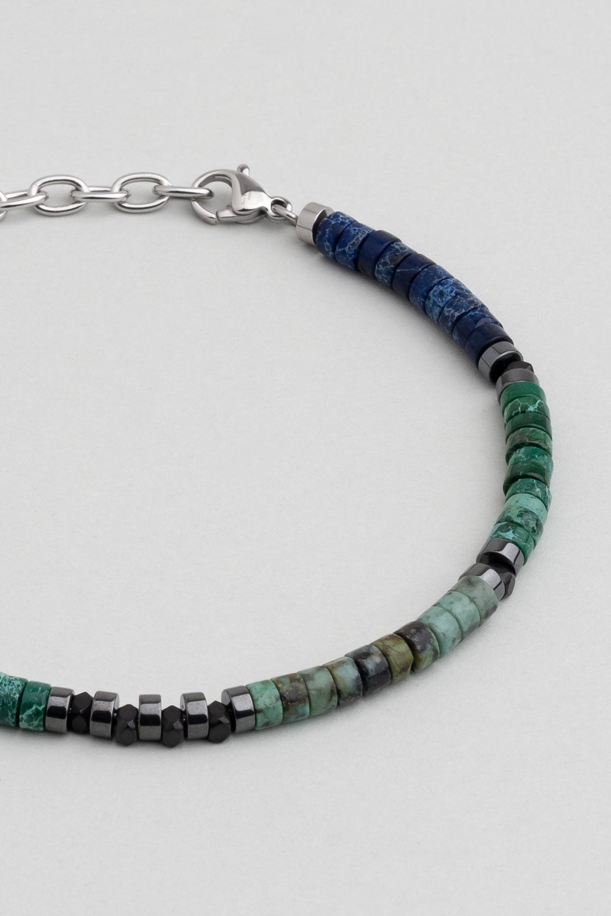 Renkli Doğal Taşlı 22 Cm Çelik Erkek Bileklik 02438591299