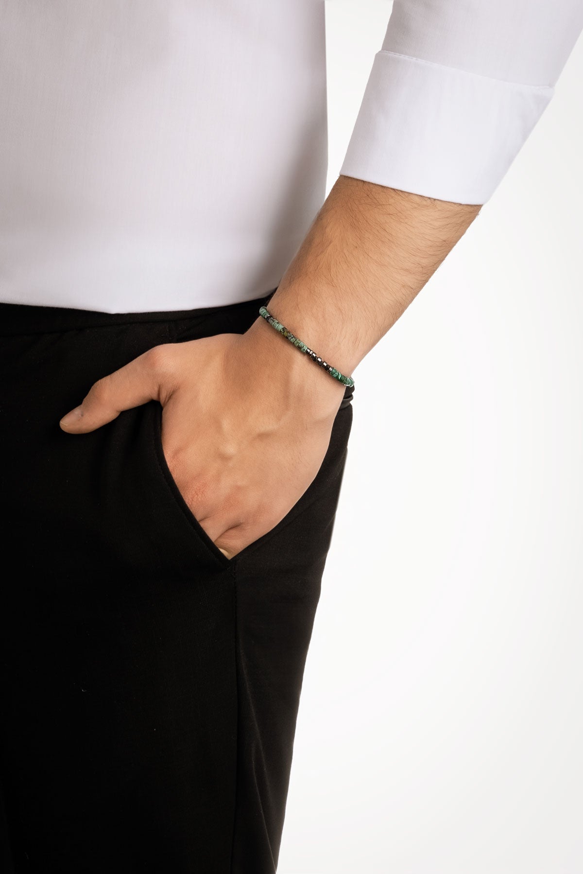 Renkli Doğal Taşlı 22 Cm Çelik Erkek Bileklik 02438591299