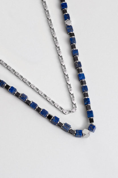 Lapis Taşlı 55 Cm Çelik Çoklu Erkek Kolye 02438601299