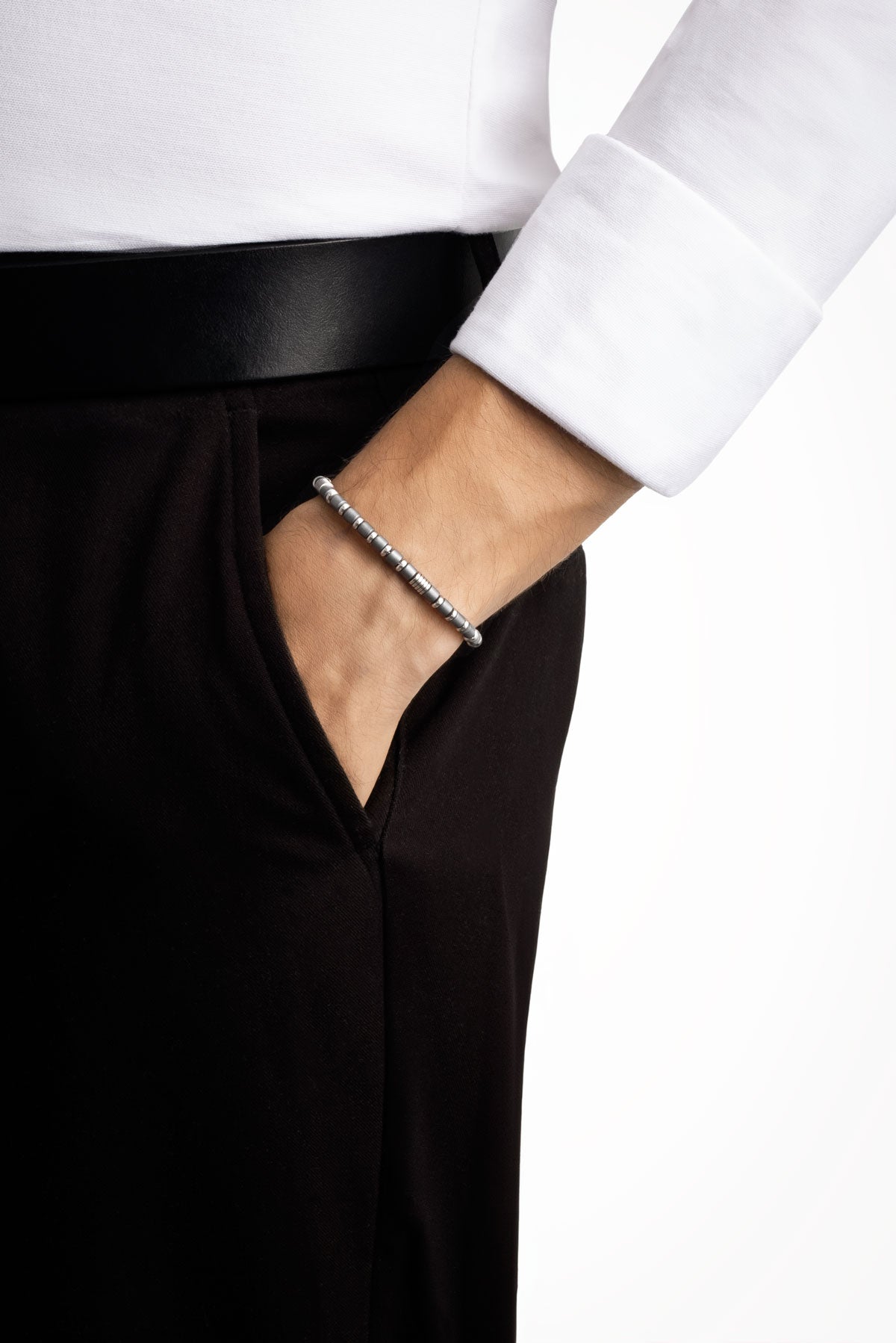 Hematit Taşlı 21 Cm Çelik Erkek Bileklik 02439739099